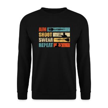 Darts Aim Shoot Swear Repeat Dart Zubehör Darts - Unisex Pullover - Schwarz - Vorne - Alina (178cm) & Michal (187cm)