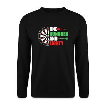 Dartscheibe Dart 180 in Darts - Unisex Pullover - Schwarz - Vorne - Alina (178cm) & Michal (187cm)