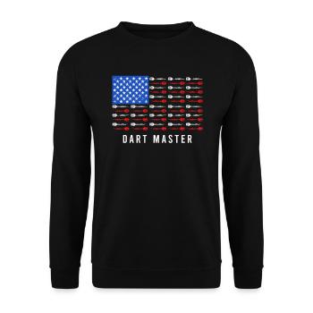 Dart Master USA Darts Pfeile - Unisex Pullover - Schwarz - Vorne - Alina (178cm) & Michal (187cm)