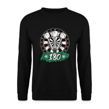 Darts 180er Dartscheibe 180 in Dart - Unisex Pullover - Schwarz - Vorne - Alina (178cm) & Michal (187cm)