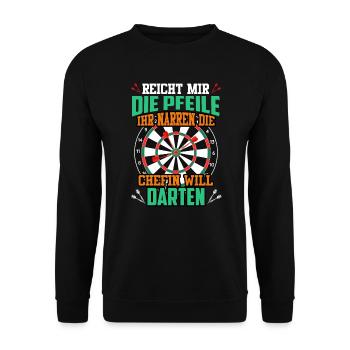 Frauen Darts Damen Dartpfeile Dartscheibe Dart - Unisex Pullover - Schwarz - Vorne - Alina (178cm) & Michal (187cm)
