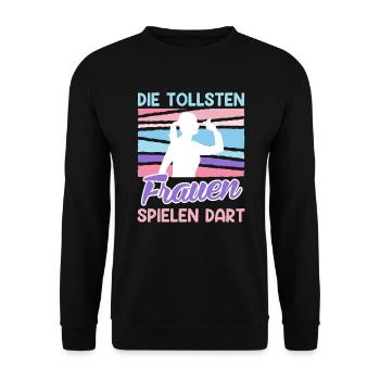 Tolle Frauen Darts Damen Dartpfeile Zubehör Dart - Unisex Pullover - Schwarz - Vorne - Alina (178cm) & Michal (187cm)