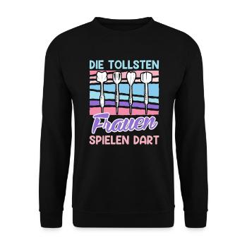 Tolle Frauen Darts Damen Dartpfeile Zubehör Dart - Unisex Pullover - Schwarz - Vorne - Alina (178cm) & Michal (187cm)