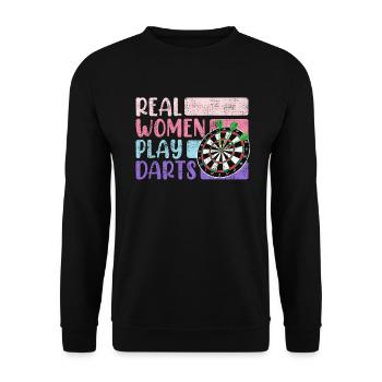 Real Women Play Darts Ladies Darts Accessories Darts - Unisex Sweatshirt - black - Front - Alina (178cm) & Michal (187cm)