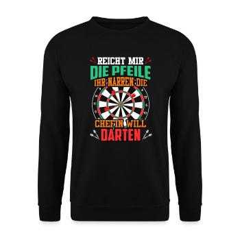 Frauen Darts Damen Dartpfeile Dartscheibe Dart - Unisex Pullover - Schwarz - Vorne - Alina (178cm) & Michal (187cm)