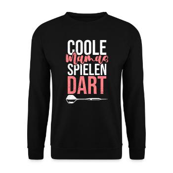 Coole Mamas Dart Damen Darts Zubehör spielen Dart - Unisex Pullover - Schwarz - Vorne - Alina (178cm) & Michal (187cm)