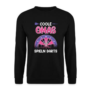 Coole Omas spielen Dart Frauen Darts Zubehör Dart - Unisex Pullover - Schwarz - Vorne - Alina (178cm) & Michal (187cm)
