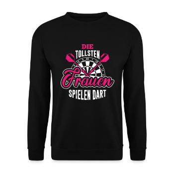 Tolle Frauen spielen Darts Damen Dart Zubehör Dart - Unisex Pullover - Schwarz - Vorne - Alina (178cm) & Michal (187cm)