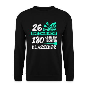 180 in Darts 26 Dartscheibe 180 Punkte Dart - Unisex Pullover - Schwarz - Vorne - Alina (178cm) & Michal (187cm)