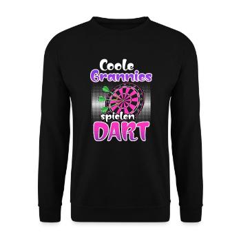 Coole Omas spielen Dart Frauen Darts Zubehör Dart - Unisex Pullover - Schwarz - Vorne - Alina (178cm) & Michal (187cm)