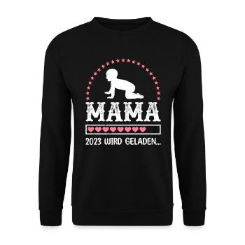 Mama 2023 loading Mutter schwanger Mädchen Mama - Unisex Pullover - Schwarz - Vorne - Alina (178cm) & Michal (187cm)