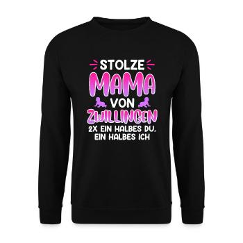 Zwillinge Eltern von Zwillingen Stolze Mama - Unisex Pullover - Schwarz - Vorne - Alina (178cm) & Michal (187cm)