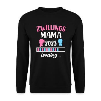 Zwillingsmama 2023 Zwillinge loading Junge Mädchen - Unisex Pullover - Schwarz - Vorne - Alina (178cm) & Michal (187cm)