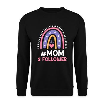 Hashtag Mor følgere gravid med tvillinger - Unisex sweater - sort - Foran - Alina (178cm) & Michal (187cm)