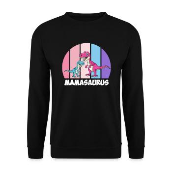 Dinosaur Mamasaurus Kids Dino Super Mama - Unisex Sweatshirt - black - Front - Alina (178cm) & Michal (187cm)