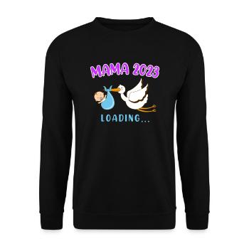 Mom 2023 Rattle Stork Baby Stork Pregnant Mom - Unisex Sweatshirt - black - Front - Alina (178cm) & Michal (187cm)