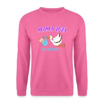 Mama 2023 Klapperstorch Baby Storch schwanger Mama - Unisex Pullover - Pink - Vorne