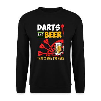 Darts an Beer thats why I am here - Unisex Sweatshirt - black - Front - Alina (178cm) & Michal (187cm)