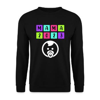Mama 2023 schwanger Mädchen Junge Mama - Unisex Pullover - Schwarz - Vorne - Alina (178cm) & Michal (187cm)