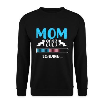 Mom 2023 loading Mother Pregnancy Mom - Unisex Sweatshirt - black - Front - Alina (178cm) & Michal (187cm)