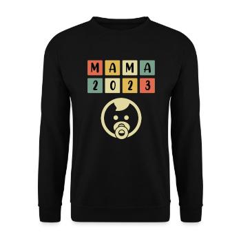 Mama 2023 schwanger Mädchen Junge Mama - Unisex Pullover - Schwarz - Vorne - Alina (178cm) & Michal (187cm)