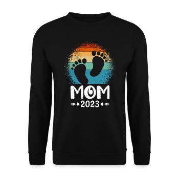 Mama 2023 Mutter schwanger werden Schwangerschaft - Unisex Pullover - Schwarz - Vorne - Alina (178cm) & Michal (187cm)