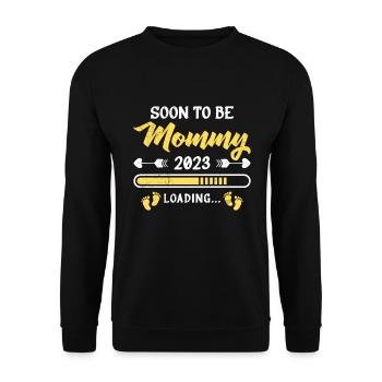 Mommy to be Mutter schwanger Baby loading Mama - Unisex Pullover - Schwarz - Vorne - Alina (178cm) & Michal (187cm)