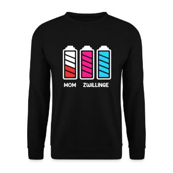 Zwillingsmama Mutter von 2 Schwanger mit Zwillinge - Unisex Pullover - Schwarz - Vorne - Alina (178cm) & Michal (187cm)