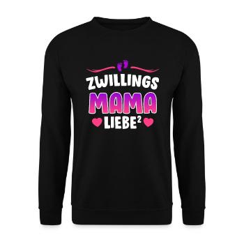 Zwillingsmama Liebe hoch 2 Mutter von 2 Mama - Unisex Pullover - Schwarz - Vorne - Alina (178cm) & Michal (187cm)