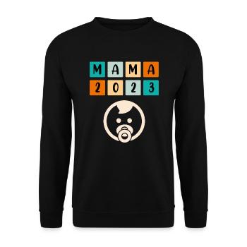 Mama 2023 schwanger Mädchen Junge Mama - Unisex Pullover - Schwarz - Vorne - Alina (178cm) & Michal (187cm)