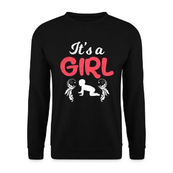 C’est une fille - Fille Maman enceinte d’une fille - Sweat-shirt Unisexe - noir - Devant - Alina (178cm) & Michal (187cm)