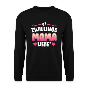 Zwillingsmama Liebe hoch 2 Mutter von 2 Mama - Unisex Pullover - Schwarz - Vorne - Alina (178cm) & Michal (187cm)