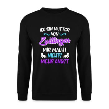 Mutter von Zwillingen Liebe hoch 2 schwangere Mama - Unisex Pullover - Schwarz - Vorne - Alina (178cm) & Michal (187cm)