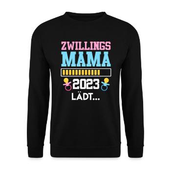 Zwillingsmama 2023 Zwillinge loading Junge Mädchen - Unisex Pullover - Schwarz - Vorne - Alina (178cm) & Michal (187cm)