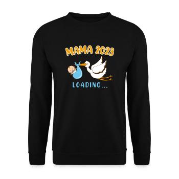 Mom 2023 Rattle Stork Baby Stork Pregnant Mom - Unisex Sweatshirt - black - Front - Alina (178cm) & Michal (187cm)
