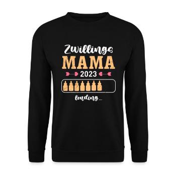 Zwillingsmama 2023 Mutter Zwillinge Baby Mama - Unisex Pullover - Schwarz - Vorne - Alina (178cm) & Michal (187cm)