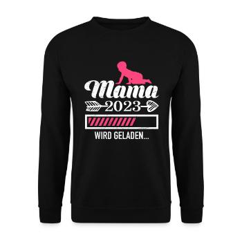 Mama 2023 loading Mutter schwanger Mädchen Mama - Unisex Pullover - Schwarz - Vorne - Alina (178cm) & Michal (187cm)