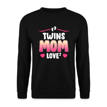 Maman Jumelle Love High 2 Mère de 2 Maman - Sweat-shirt Unisexe - noir - Devant - Alina (178cm) & Michal (187cm)