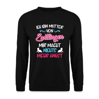 Mutter von Zwillingen Liebe hoch 2 schwangere Mama - Unisex Pullover - Schwarz - Vorne - Alina (178cm) & Michal (187cm)
