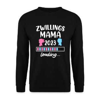 Zwillingsmama 2023 Zwillinge loading Junge Mädchen - Unisex Pullover - Schwarz - Vorne - Alina (178cm) & Michal (187cm)