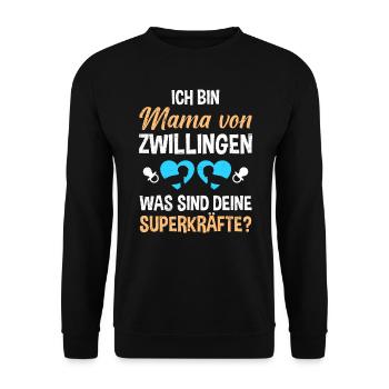Zwillingsmama Mutter von Zwillinge Jungen Mama - Unisex Pullover - Schwarz - Vorne - Alina (178cm) & Michal (187cm)