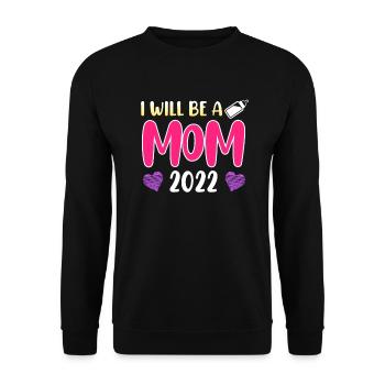 Mutter 2022 schwanger mit Junge Mädchen Mama - Unisex Pullover - Schwarz - Vorne - Alina (178cm) & Michal (187cm)