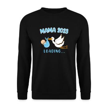 Mom 2023 Rattle Stork Baby Stork Pregnant Mom - Unisex Sweatshirt - black - Front - Alina (178cm) & Michal (187cm)