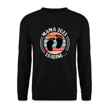 Mama 2023 schwanger mit Mädchen Junge Mama - Unisex Pullover - Schwarz - Vorne - Alina (178cm) & Michal (187cm)