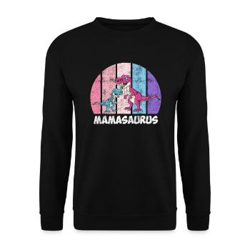 Dinosaur Mamasaurus Kids Dino Super Mama - Unisex Sweatshirt - black - Front - Alina (178cm) & Michal (187cm)