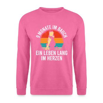 Schwanger 9 Monate im Bauch Mutter Kind Familie - Unisex Pullover - Pink - Vorne