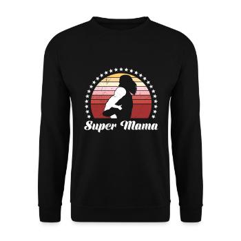 Super Mama Bear Family Mother Child Mama - Unisex Sweatshirt - black - Front - Alina (178cm) & Michal (187cm)