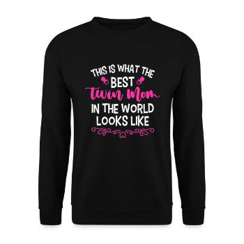 Twin Mom Mother of Twins Girl Mom - Unisex Sweatshirt - black - Front - Alina (178cm) & Michal (187cm)