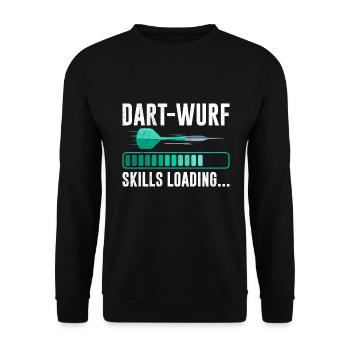 Dart-Wurf Skills loading Dartspieler Darts - Unisex Pullover - Schwarz - Vorne - Alina (178cm) & Michal (187cm)