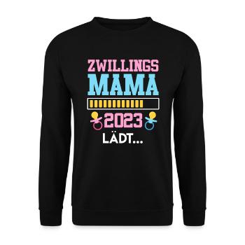 Zwillingsmama 2023 Zwillinge loading Junge Mädchen - Unisex Pullover - Schwarz - Vorne - Alina (178cm) & Michal (187cm)